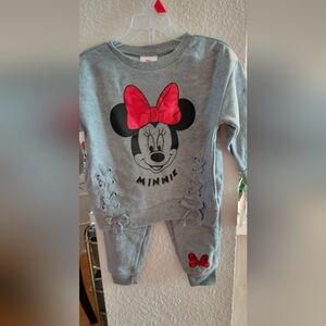Disney Minnie Mouse Gray Sweatshirt with Pink Bow